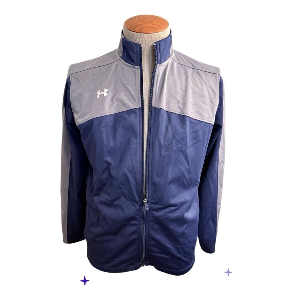 Under Armour Men’s Full Zip Navy Blue/Gray Warm Up Jacket Size Medium